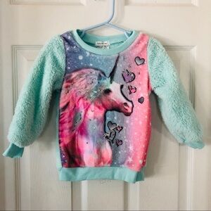 NWOT FOREVER ME fuzzy soft comfy teddy colorful unicorn sweatshirt size 2T